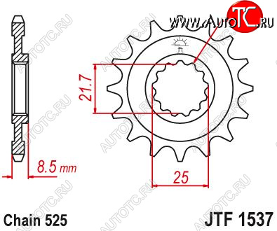 1 809 р. Звезда цепного привода JTF1537 17  jtf1537.17  с доставкой в г. Пермь