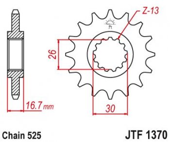 2 049 р. Звезда цепного привода JTF1370 16RB  jtf1370.16rb  с доставкой в г. Пермь. Увеличить фотографию 1