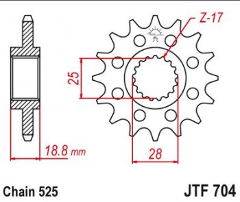 2 539 р. Звезда цепного привода JTF704 16  jtf704.16  с доставкой в г. Пермь. Увеличить фотографию 1