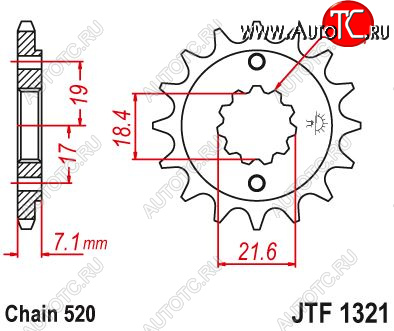 1 369 р. Звезда цепного привода JTF1321 14  jtf1321.14  с доставкой в г. Пермь