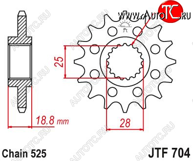 2 689 р. Звезда цепного привода JTF704 17  jtf704.17  с доставкой в г. Пермь