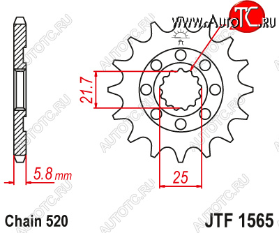 1 699 р. Звезда цепного привода JTF1565.14SC  jtf1565.14sc  с доставкой в г. Пермь