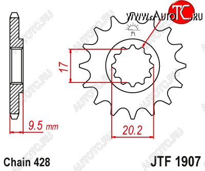 1 419 р. Звезда цепного привода JTF1907.13  jtf1907.13  с доставкой в г. Пермь