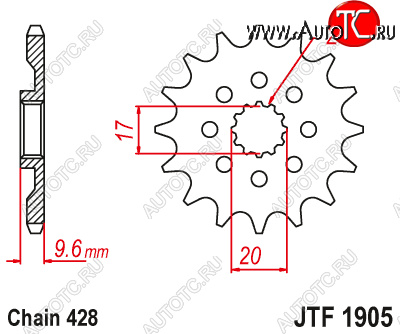 1 419 р. Звезда цепного привода JTF1905.13  jtf1905.13  с доставкой в г. Пермь