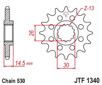 2 659 р. Звезда цепного привода JTF1340.18  jtf1340.18  с доставкой в г. Пермь. Увеличить фотографию 1