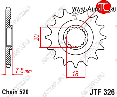 1 149 р. Звезда цепного привода JTF326 12  jtf326.12  с доставкой в г. Пермь