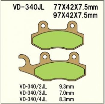 1 589 р. Тормозные колодки Vesrah VD 340JL	  пм-00005119  с доставкой в г. Пермь. Увеличить фотографию 1