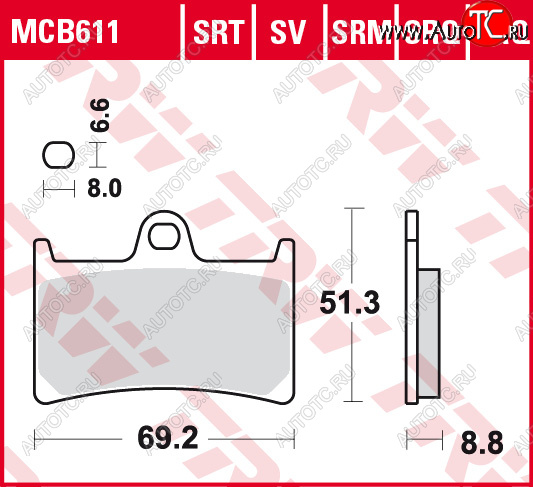3 879 р. Тормозные колодки TRW MCB611SV  mcb611sv  с доставкой в г. Пермь