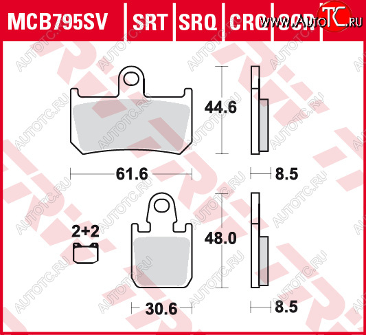 5 799 р. Тормозные колодки TRW MCB795SV  mcb795sv  с доставкой в г. Пермь