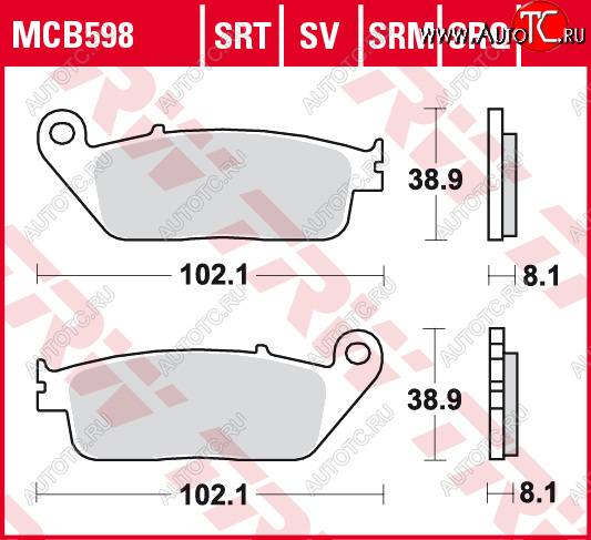 3 879 р. Тормозные колодки TRW MCB598SV  mcb598sv  с доставкой в г. Пермь