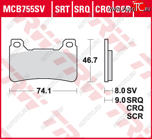 3 879 р. Тормозные колодки TRW MCB755SV  mcb755sv  с доставкой в г. Пермь