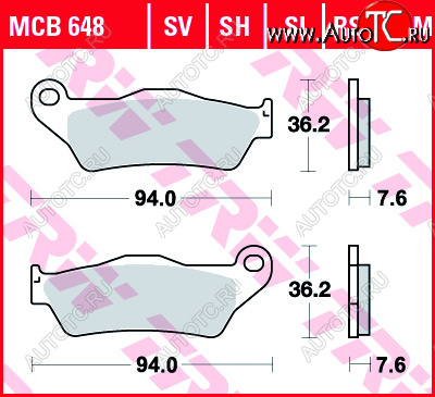 2 999 р. Тормозные колодки TRW MCB648SI  mcb648si  с доставкой в г. Пермь