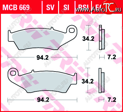 3 199 р. Тормозные колодки TRW MCB669  mcb669  с доставкой в г. Пермь