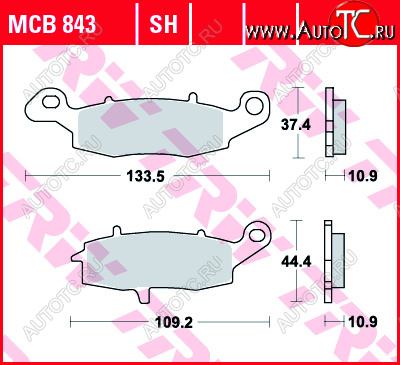 3 999 р. Тормозные колодки TRW MCB843SH  mcb843sh  с доставкой в г. Пермь