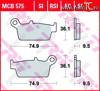 2 999 р. Тормозные колодки TRW MCB575SI  mcb575si  с доставкой в г. Пермь