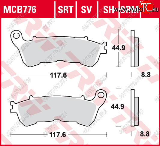5 449 р. Тормозные колодки TRW MCB776SH  mcb776sh  с доставкой в г. Пермь