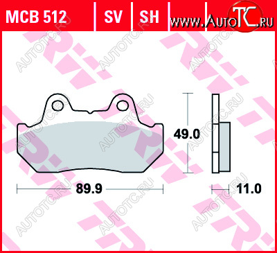 3 309 р. Тормозные колодки TRW MCB512  mcb512  с доставкой в г. Пермь