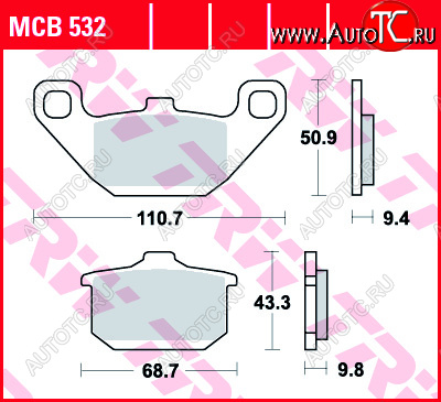 3 309 р. Тормозные колодки TRW MCB532  mcb532  с доставкой в г. Пермь