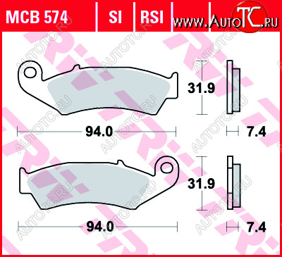 2 999 р. Тормозные колодки TRW MCB574SI  mcb574si  с доставкой в г. Пермь