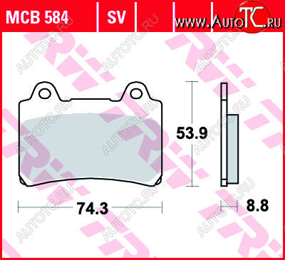 3 879 р. Тормозные колодки TRW MCB584SV  mcb584sv  с доставкой в г. Пермь