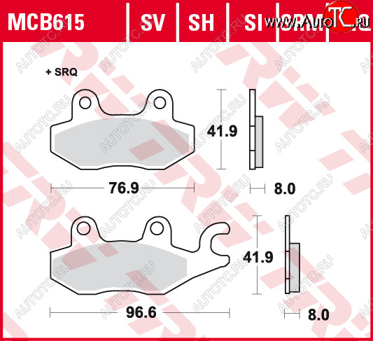 2 899 р. Тормозные колодки TRW MCB615SRM  mcb615srm  с доставкой в г. Пермь