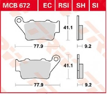 Тормозные колодки TRW MCB672SH  mcb672sh