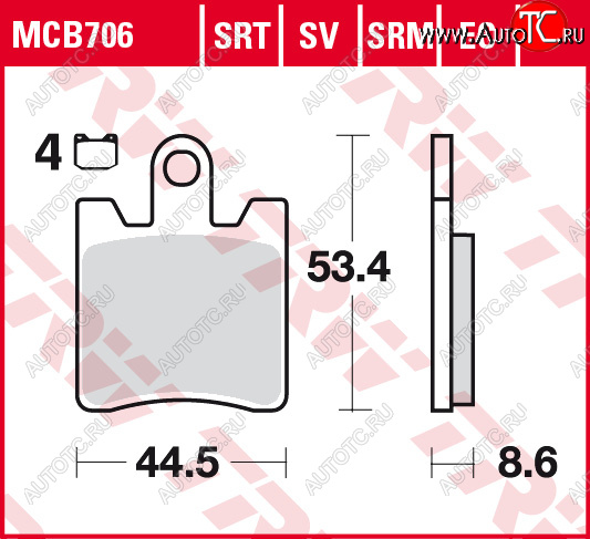 4 399 р. Тормозные колодки TRW MCB706SRM  mcb706srm  с доставкой в г. Пермь