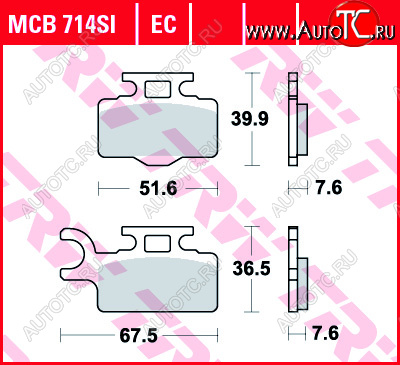 2 999 р. Тормозные колодки TRW MCB714SI  mcb714si  с доставкой в г. Пермь