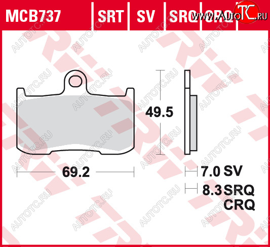 4 399 р. Тормозные колодки TRW MCB737SRT  mcb737srt  с доставкой в г. Пермь