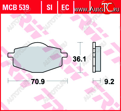 2 919 р. Тормозные колодки TRW MCB539  mcb539  с доставкой в г. Пермь
