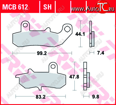 3 879 р. Тормозные колодки TRW MCB612SH  mcb612sh  с доставкой в г. Пермь