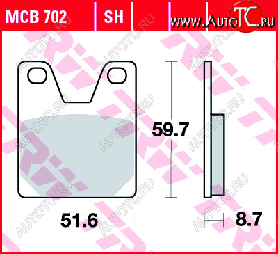 3 879 р. Тормозные колодки TRW MCB702SH  mcb702sh  с доставкой в г. Пермь