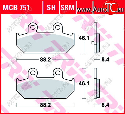 2 899 р. Тормозные колодки TRW MCB751SRM  mcb751srm  с доставкой в г. Пермь