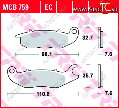 2 599 р. Тормозные колодки TRW MCB759  mcb759  с доставкой в г. Пермь