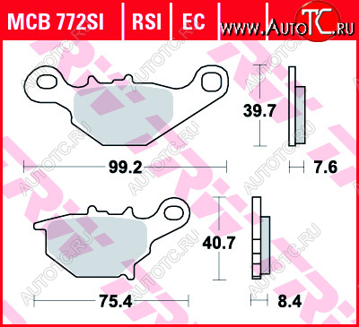 2 999 р. Тормозные колодки TRW MCB772SI  mcb772si  с доставкой в г. Пермь