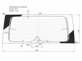 10 399 р. Стекло заднее (Цвет зеленый Обогрев) Volkswagen Caddy 15-20 XYG 8581BGSVI1J RW/H/X  с доставкой в г. Пермь. Увеличить фотографию 1