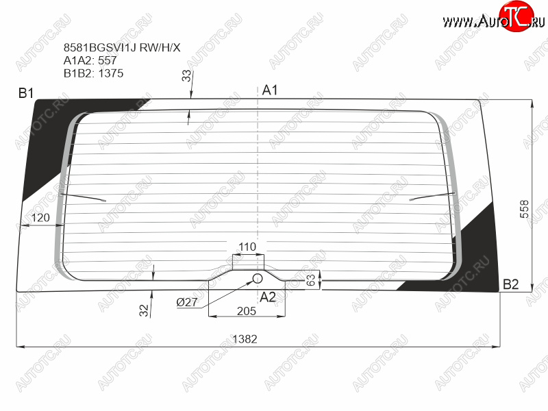 10 399 р. Стекло заднее (Цвет зеленый Обогрев) Volkswagen Caddy 15-20 XYG 8581BGSVI1J RW/H/X  с доставкой в г. Пермь
