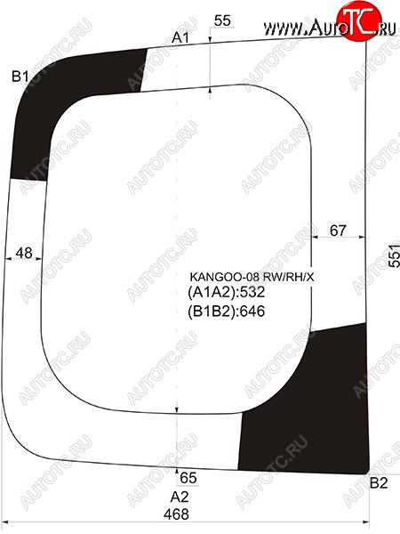 6 899 р. Стекло заднее (Цвет зеленый) Renault Kangoo 08-16 XYG KANGOO-08 RW/RH/X  с доставкой в г. Пермь