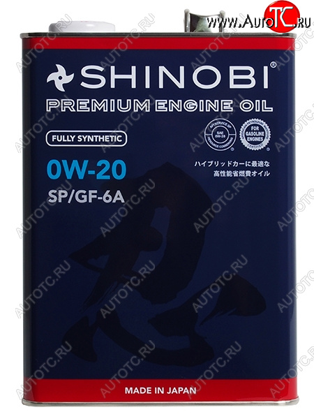 4 099 р. Масло моторное синтетическое SHINOBI SPGF-6A 0W-20 4L SHINOBI SH0004  с доставкой в г. Пермь