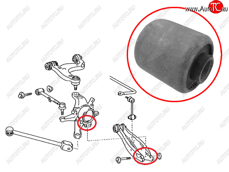 499 р. Сайлентблок Toyota Crown 99-08  Mark II (X110) 00-04  Lexus GS 97-04  IS 98-05  Toyota Altezza 9 SAT ST-42304-30070-U  с доставкой в г. Пермь