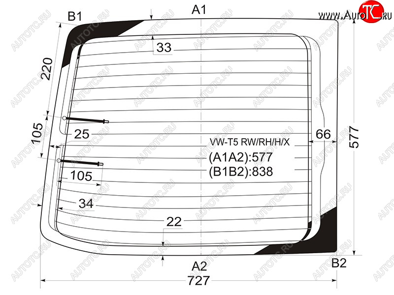 7 799 р. Стекло заднее (Цвет зеленый Обогрев) Volkswagen Transporter 03-15  Multivan 03-15 XYG VW-T5 RW/RH/H/X  с доставкой в г. Пермь