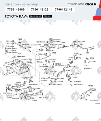 31 599 р. Топливный бак Бензин ORKA Toyota RAV4 CA20 5 дв. дорестайлинг (2000-2003) (антикоррозия)  с доставкой в г. Пермь. Увеличить фотографию 19