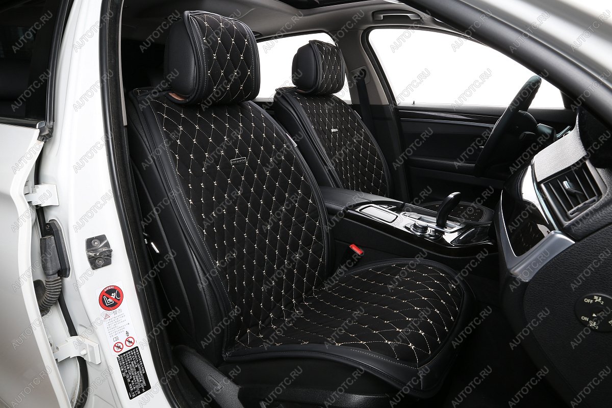 11 549 р. Накидка на сиденье (на весь салон Alkantara Lux Plus алькантара) Автопилот   (черный/строчка бежевая)  с доставкой в г. Пермь