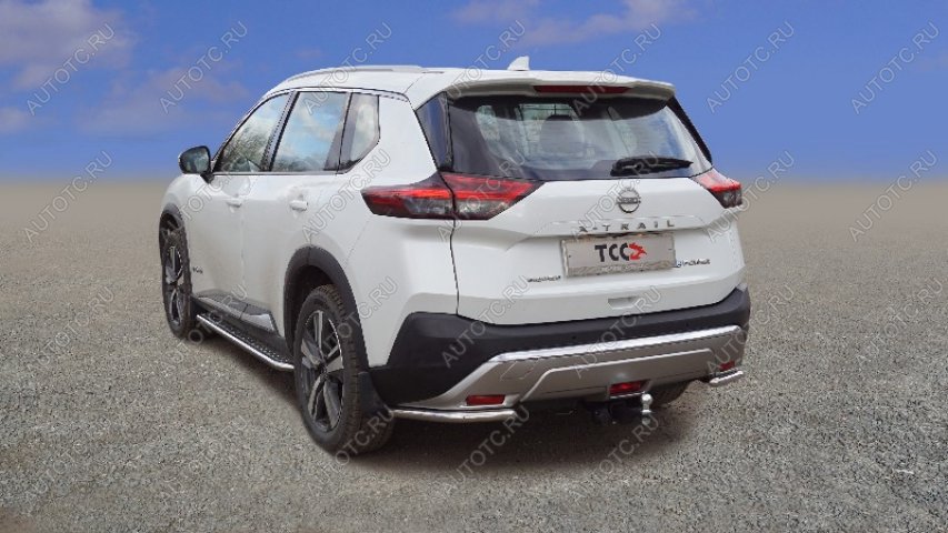 14 549 р. Защита заднего бампера (уголки) d 42,4 мм ТСС Тюнинг  Nissan X-trail  4 T33 (2021-2025) дорестайлинг (нержавейка)  с доставкой в г. Пермь