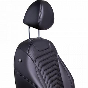 28 499 р. Комплект чехлов для сидений (РЗС 60/40 + подл., 3Г, экокожа) Lord Autofashion БАЙРОН ст ПРЕЗИДЕНТ  Chery Tiggo 7 Pro Max  T1E (2022-2025) дорестайлинг, рестайлинг (Черный, вставка черная, строчка черная)  с доставкой в г. Пермь. Увеличить фотографию 3