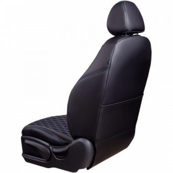 19 649 р.  Комплект чехлов для сидений (РЗС 40/60 2П+1Г Орегон) БАЙРОН Lord Autofashion  KIA Cerato  3 YD (2016-2019) рестайлинг седан (черный, вставка черная, строчка синяя)  с доставкой в г. Пермь. Увеличить фотографию 5