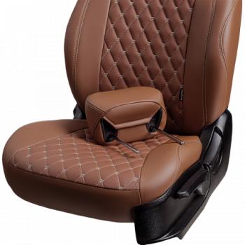 10 199 р. Комплект чехлов для сидений (Орегон) БАЙРОН ст БАЙРОН Lord Autofashion Volkswagen Crafter 1 (2006-2017) (темно-коричневый, вставка темно-коричневая, строчка бежевая)  с доставкой в г. Пермь. Увеличить фотографию 7
