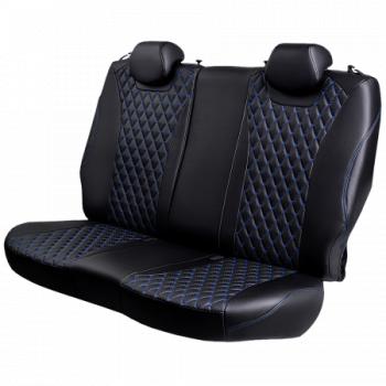 13 949 р. Комплект чехлов для сидений (к. Elegance РЗСиС 60/40+подлок. 2П+1Г Орегон) БАЙРОН ст БАЙРОН Lord Autofashion  Nissan X-trail  1 T30 (2000-2007) дорестайлинг, рестайлинг (черный, вставка черная, строчка синяя)  с доставкой в г. Пермь. Увеличить фотографию 4