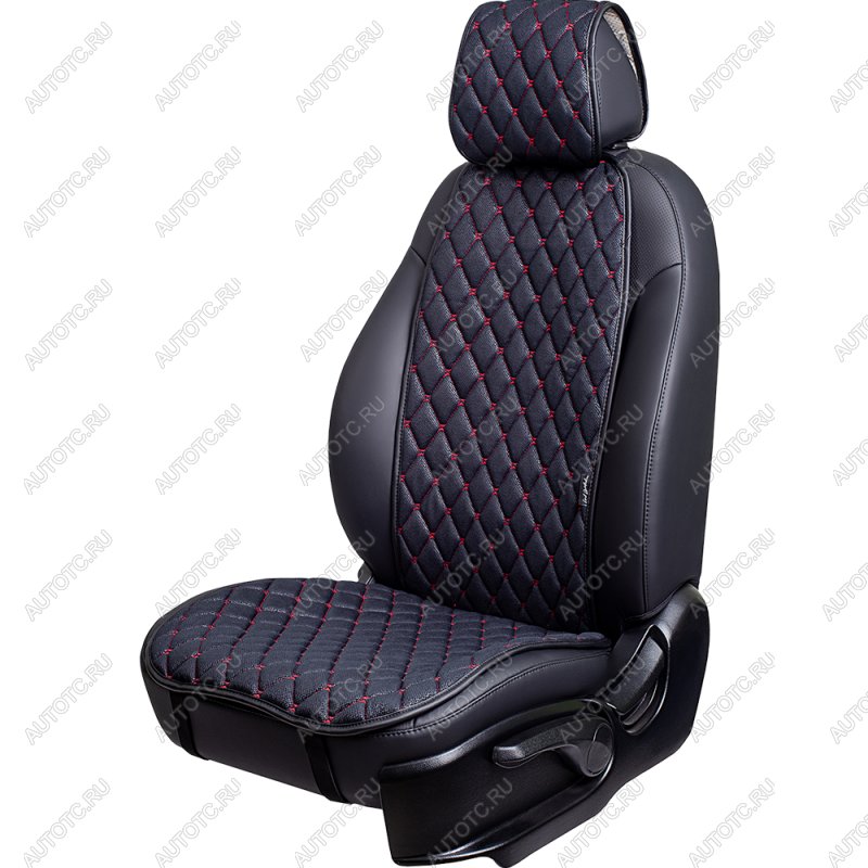 2 499 р. Накидка на сиденье (1 место Каир) МОНРО ст БАЙРОН Каир Lord Autofashion   (черный, строчка красная)  с доставкой в г. Пермь