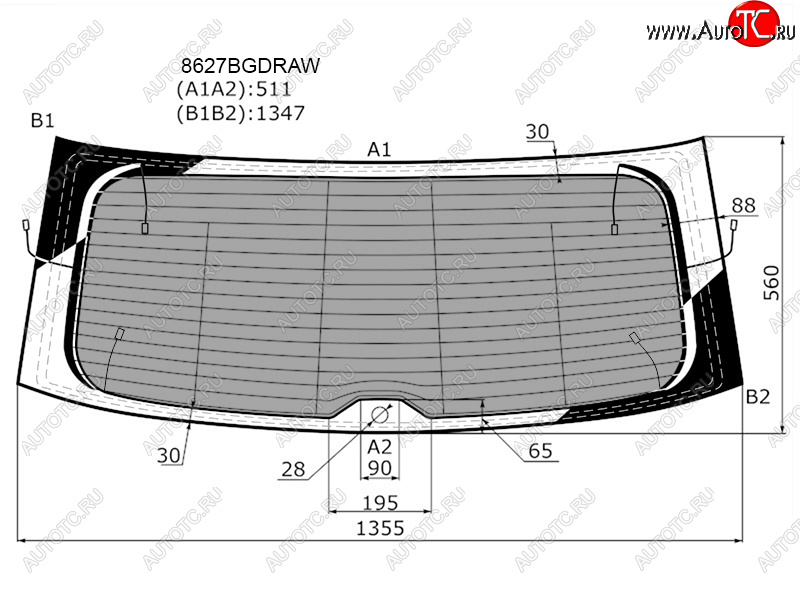 11 599 р. Стекло заднее (Затемненное Обогрев Антенна) Volkswagen Tiguan 16-  Tayron 18- FUYAO 8627BGDRAW  с доставкой в г. Пермь